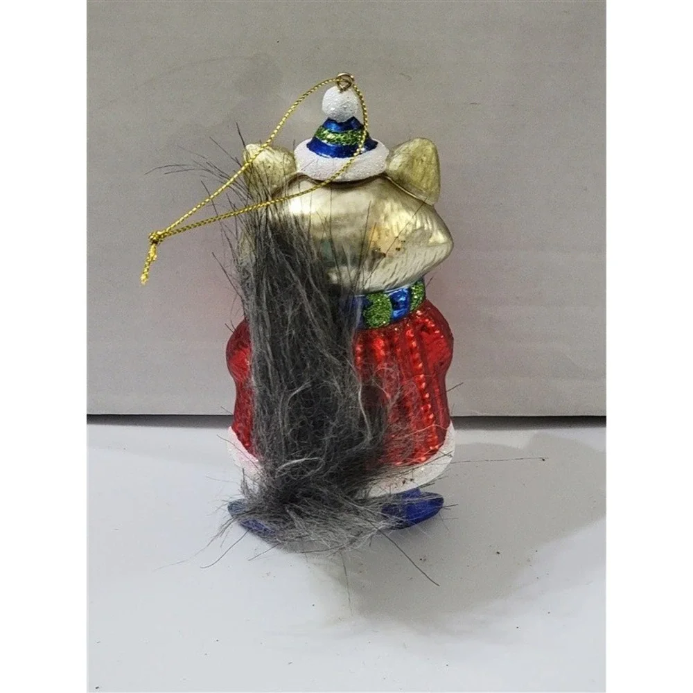 NEW Sterling Blown Glass Forest Friends Badger in Christmas Sweater Ornament